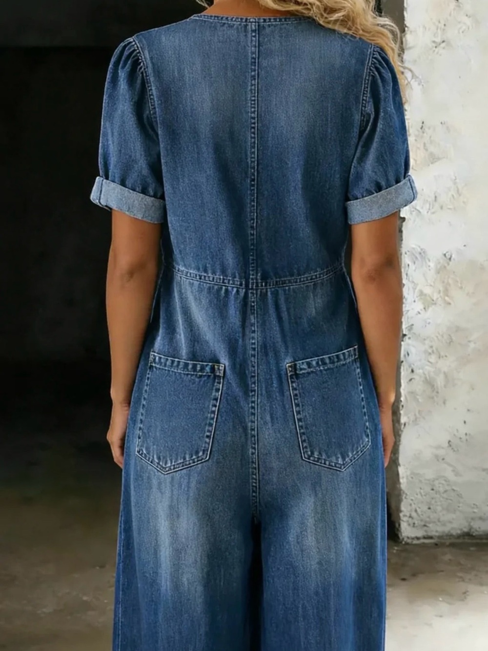 Mary’s Myrtle Beach Maya “Denim”Tie-Front Wide Leg Jumpsuit - Picture 2 of 6